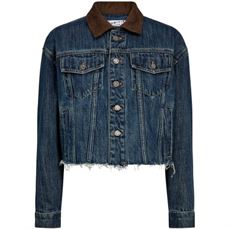 HAUTE L`AMITIÉ DENIM JAKKE, DENIZE CROP DENIM JACKET, DENIM BLUE